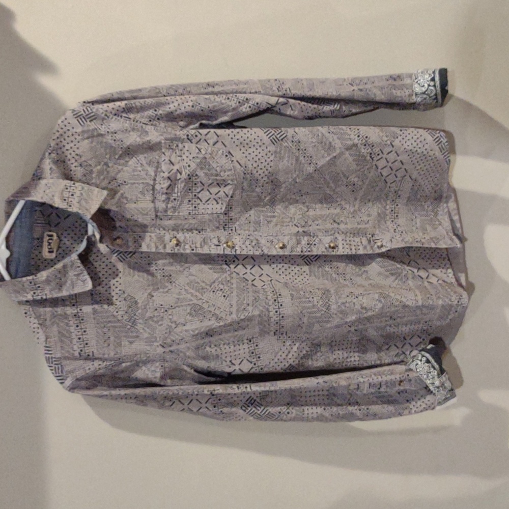 Nordstrom 1901 Mens Medium Patterned Gray Long Sleeve Button Down Shirt
